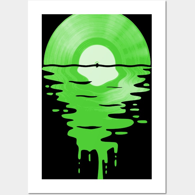 Cool Music Vinyl Record Retro Green Wall Art by Nerd_art